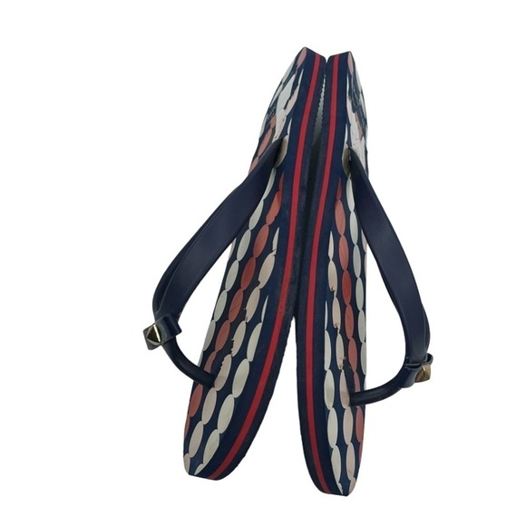 Kate Spade Blue Red Polka Dot Flip Flops Size 8 Women’s - Picture 7 of 9